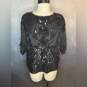 ✨ Vintage Beaded Silk Top – Made in India ✨